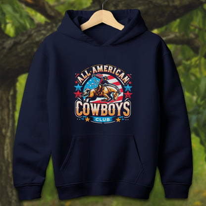 Youth Shirts Hooded Sweatshirt Youth / S / Navy All American Cowboys Club - Youth Shirt