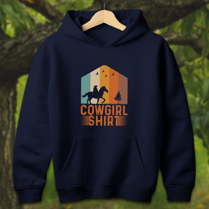 Youth Shirts Hooded Sweatshirt Youth / S / Navy Cowgirl - Youth Shirt