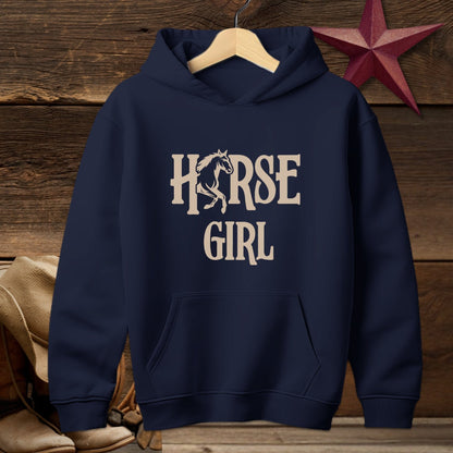 Youth Shirts Hooded Sweatshirt Youth / S / Navy Horse Girl - Youth Shirt