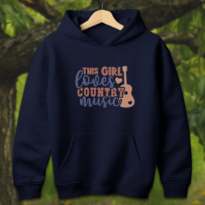 Youth Shirts Hooded Sweatshirt Youth / S / Navy This Girl Loves Country Music - Youth Shirt