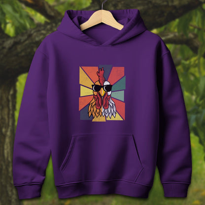 Youth Shirts Hooded Sweatshirt Youth / S / Purple Cool Rooster - Youth Shirt