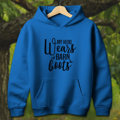 Youth Shirts Hooded Sweatshirt Youth / S / Royal My Hero Wears Barn Boots - Youth Shirt