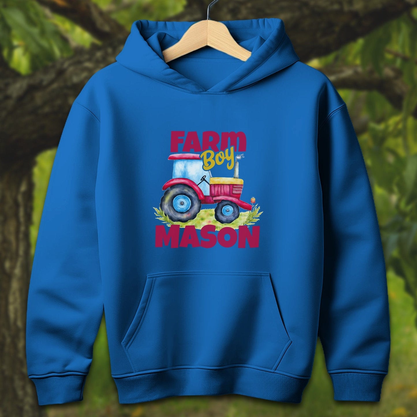 Youth Shirts Hooded Sweatshirt Youth / S / Royal Personalized Farm Boy - Youth Shirt