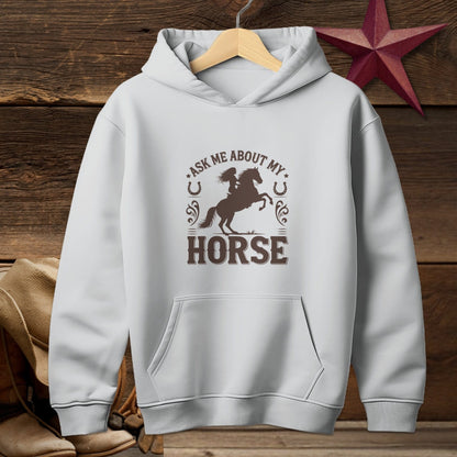 Youth Shirts Hooded Sweatshirt Youth / S / Sport Grey Ask Me About My Horse Shirt