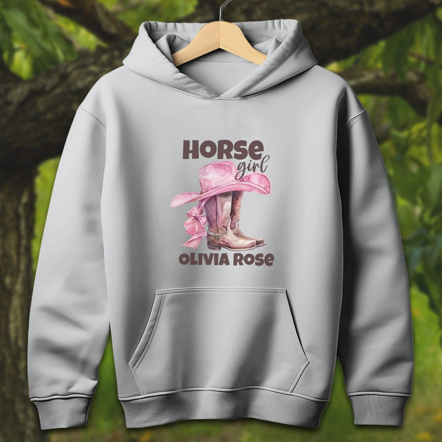 Youth Shirts Hooded Sweatshirt Youth / S / Sport Grey Personalized Horse Girl - Youth Shirt