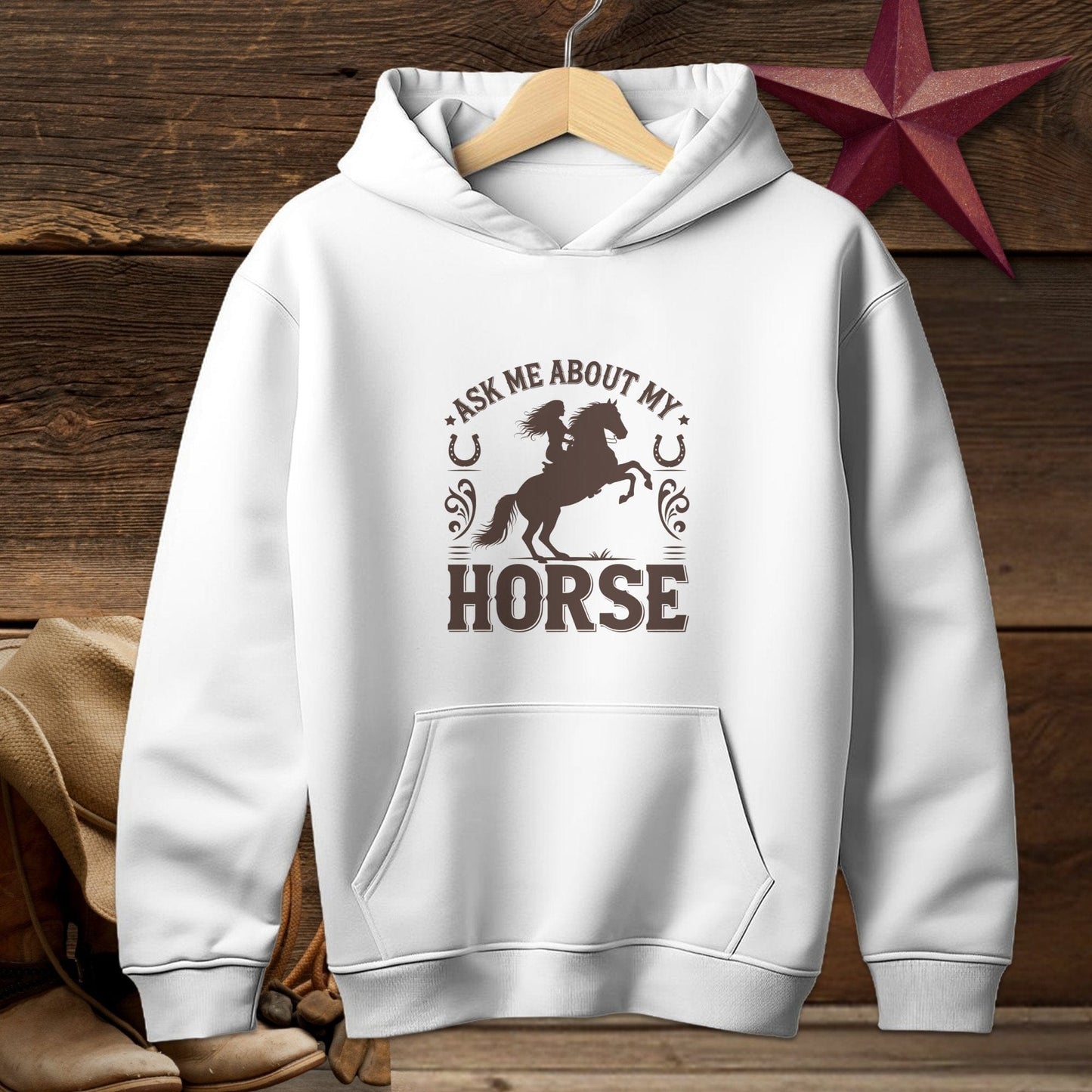 Youth Shirts Hooded Sweatshirt Youth / S / White Ask Me About My Horse Shirt