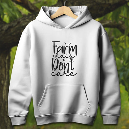 Youth Shirts Hooded Sweatshirt Youth / S / White Farm Hair Don't Care - Youth Shirt