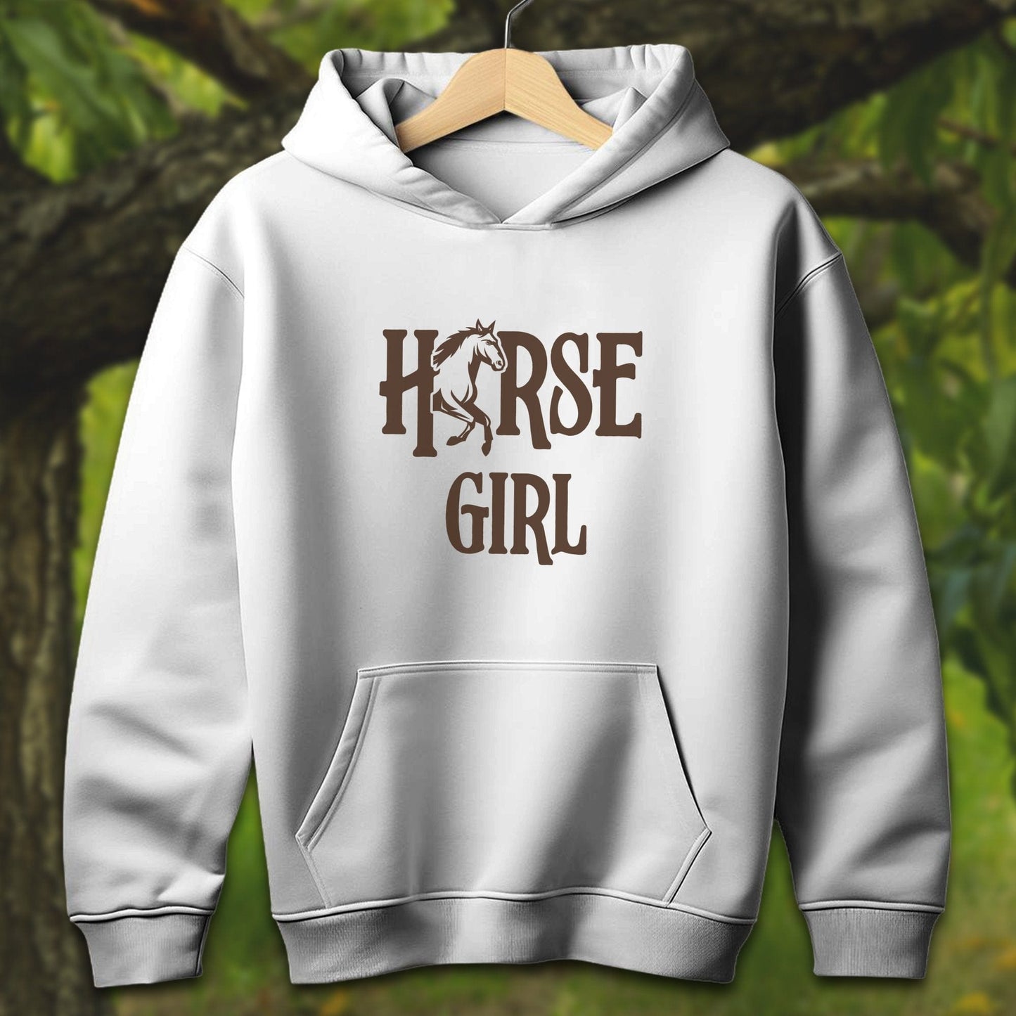 Youth Shirts Hooded Sweatshirt Youth / S / White Horse Girl - Youth Shirt