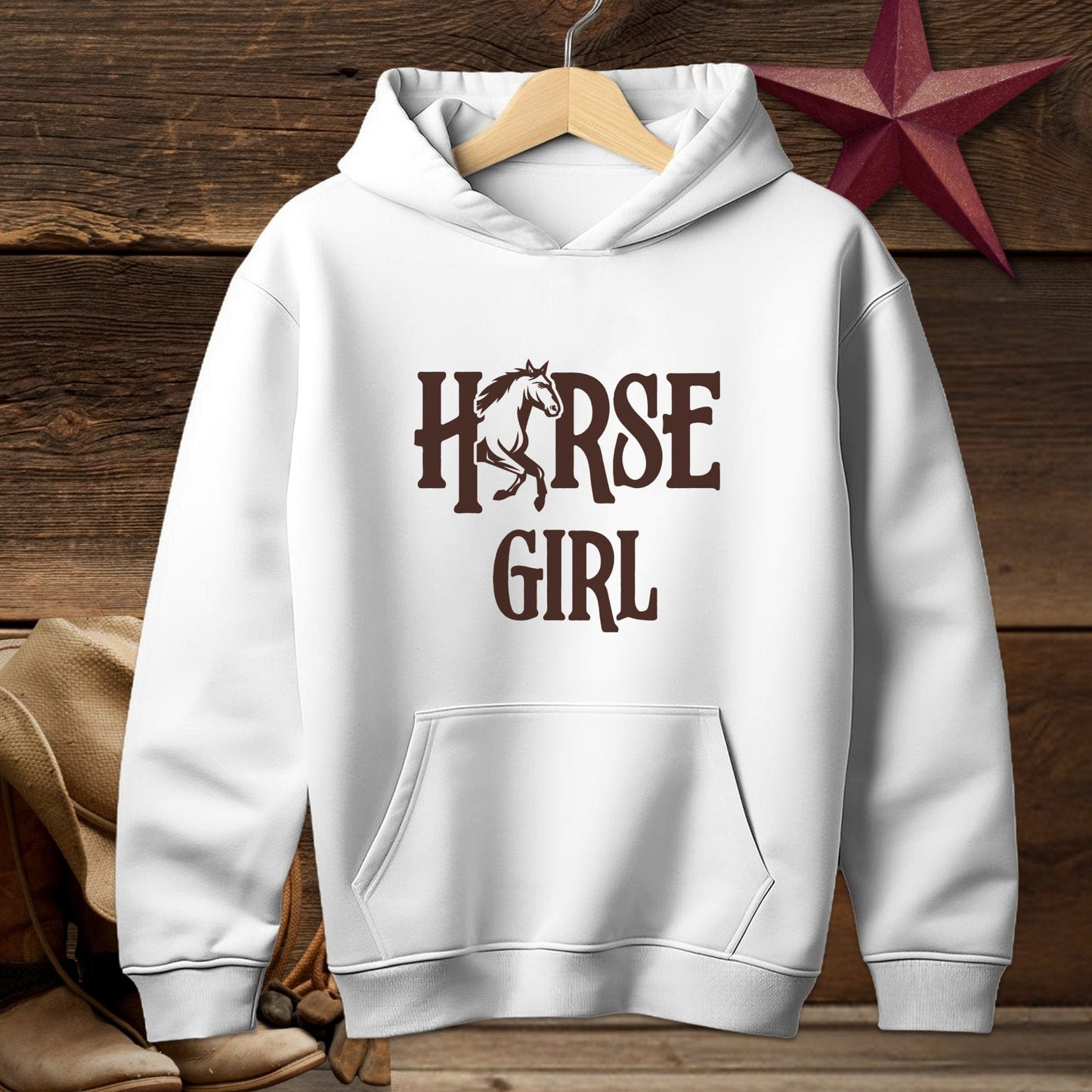 Youth Shirts Hooded Sweatshirt Youth / S / White Horse Girl - Youth Shirt