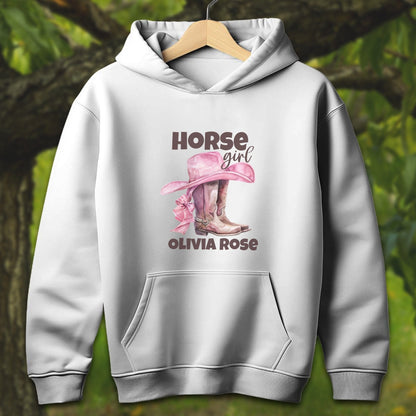 Youth Shirts Hooded Sweatshirt Youth / S / White Personalized Horse Girl - Youth Shirt