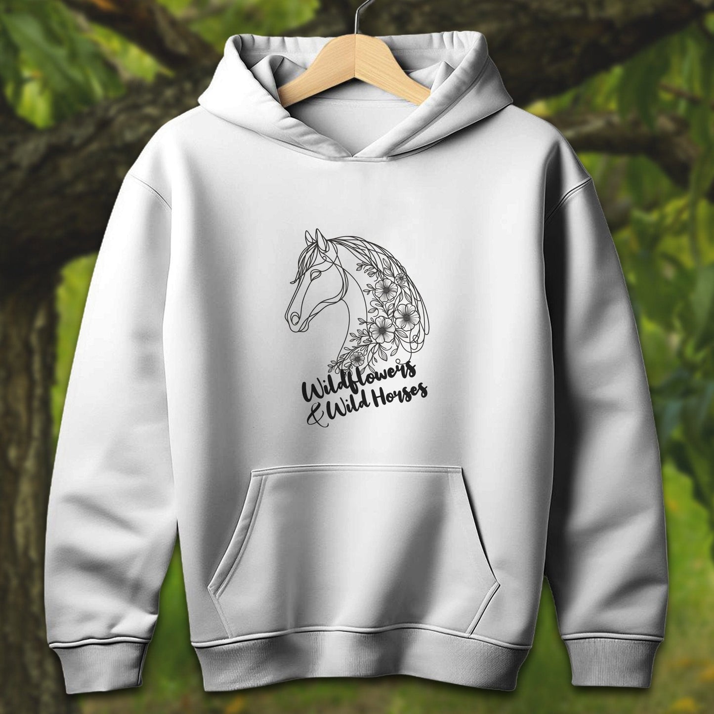 Youth Shirts Hooded Sweatshirt Youth / S / White Wildflowers And Wild Horses - Youth Shirt