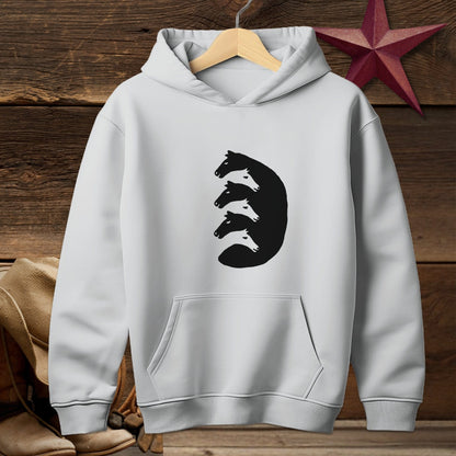 Youth Shirts Hooded Sweatshirt Youth / Sport Grey / S Interlocking Horse Heads - Youth Shirt