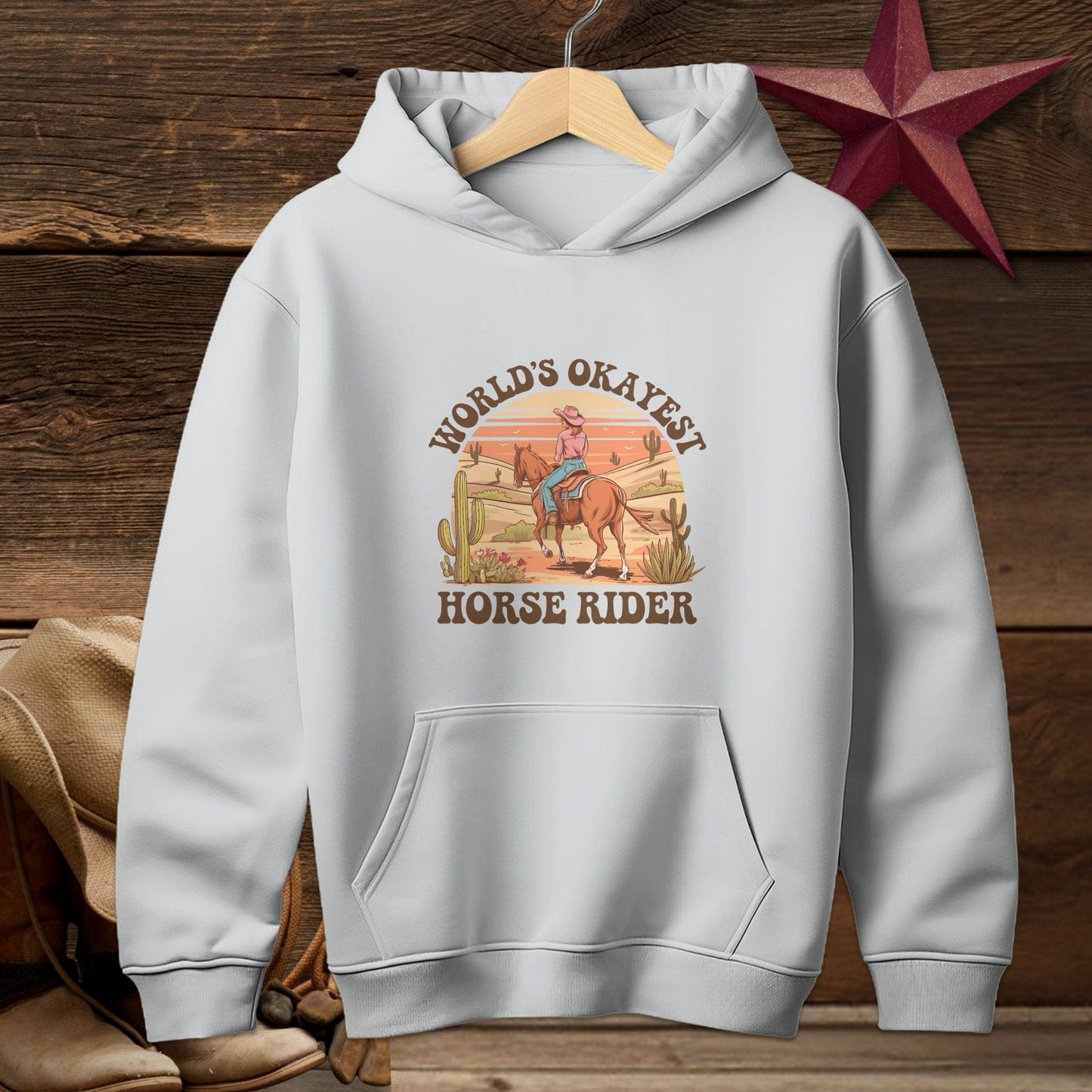 Youth Shirts Hooded Sweatshirt Youth / Sport Grey / S World's Okayest Horse Rider Shirt