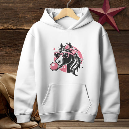 Youth Shirts Hooded Sweatshirt Youth / White / S Bubble Gum Horse Shirt