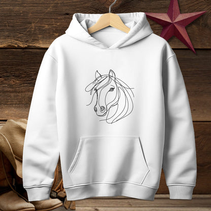 Youth Shirts Hooded Sweatshirt Youth / White / S Elegant Horse Line Art Youth - Shirt