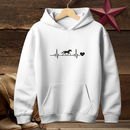 Youth Shirts Hooded Sweatshirt Youth / White / S Horse Heartbeat Shirt