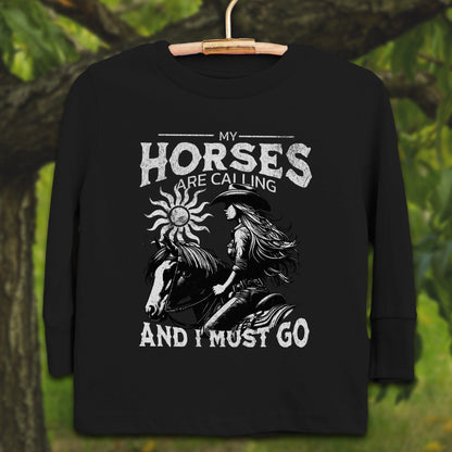 Youth Shirts Long Sleeve Toddler / 2T / Black My Horses are Calling - Youth Shirt