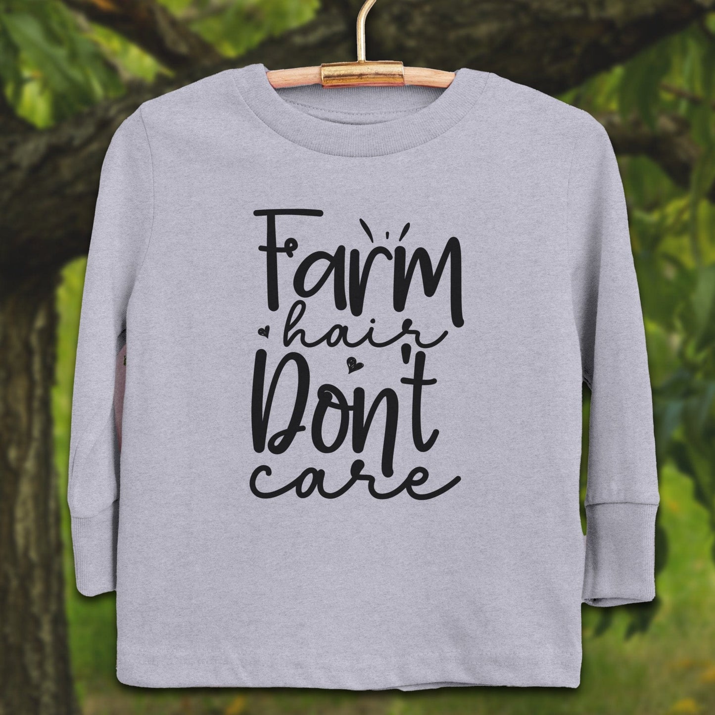 Youth Shirts Long Sleeve Toddler / 2T / Heather Farm Hair Don't Care - Youth Shirt