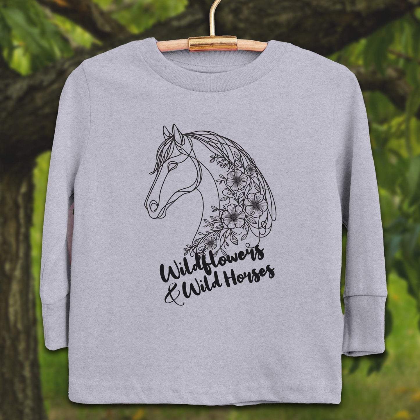 Youth Shirts Long Sleeve Toddler / 2T / Heather Wildflowers And Wild Horses - Youth Shirt