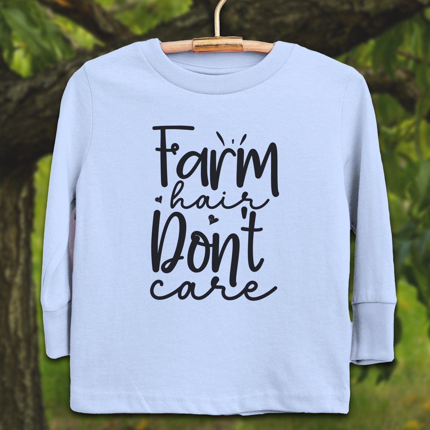 Youth Shirts Long Sleeve Toddler / 2T / Light Blue Farm Hair Don't Care - Youth Shirt