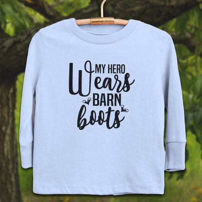 Youth Shirts Long Sleeve Toddler / 2T / Light Blue My Hero Wears Barn Boots - Youth Shirt