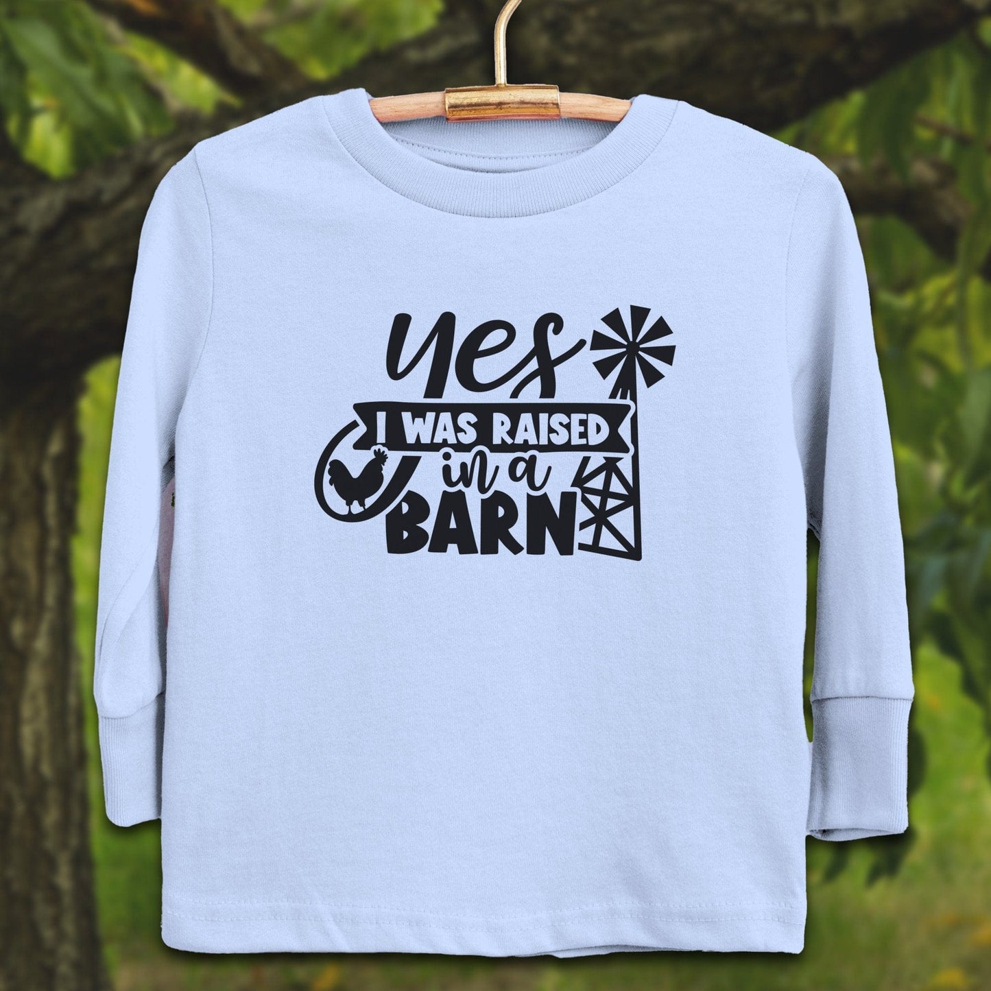 Youth Shirts Long Sleeve Toddler / 2T / Light Blue Yes I Was Raised In A Barn - Youth Shirt