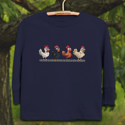 Youth Shirts Long Sleeve Toddler / 2T / Navy Funny Chicken - Youth Shirt