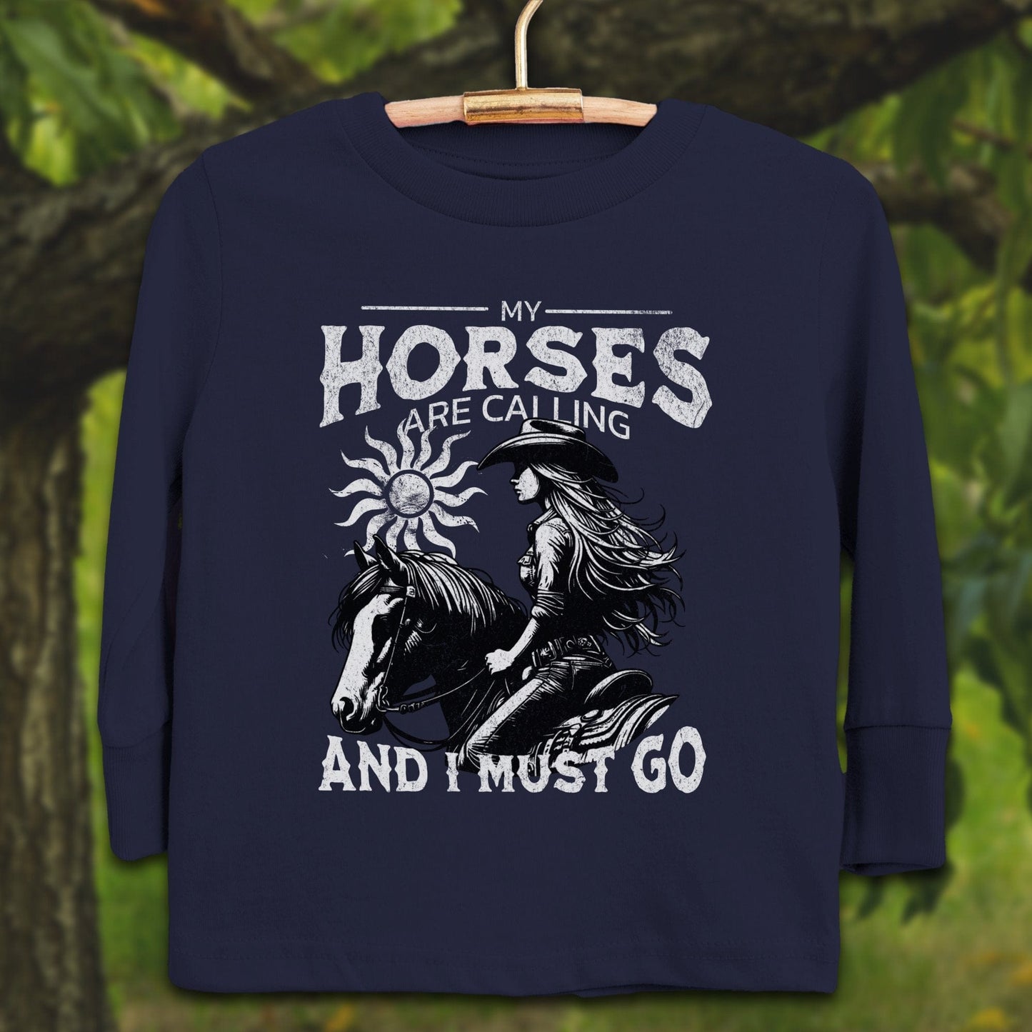 Youth Shirts Long Sleeve Toddler / 2T / Navy My Horses are Calling - Youth Shirt