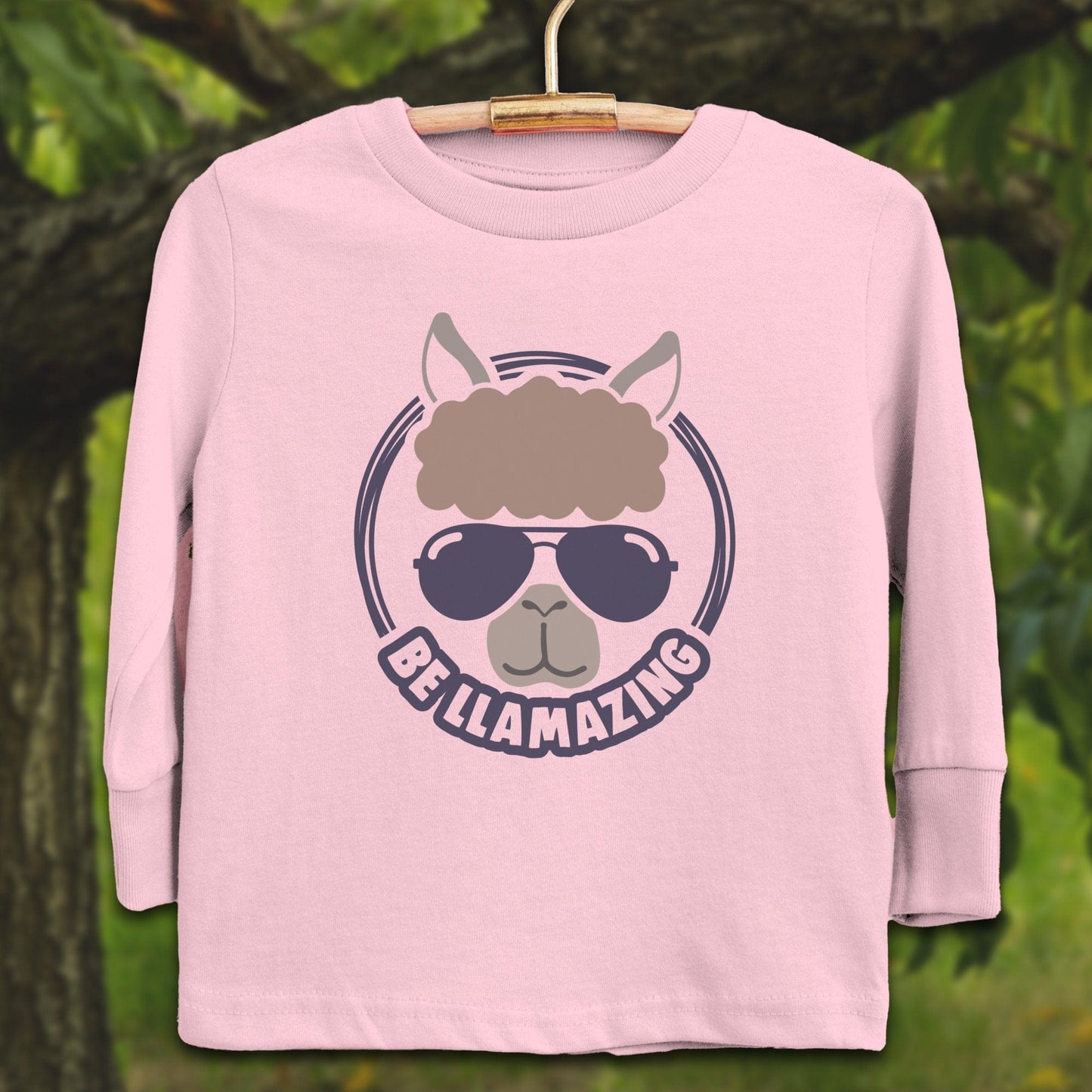 Youth Shirts Long Sleeve Toddler / 2T / Pink Be Llamazing Cool Alpaca Illustration - Youth Shirt