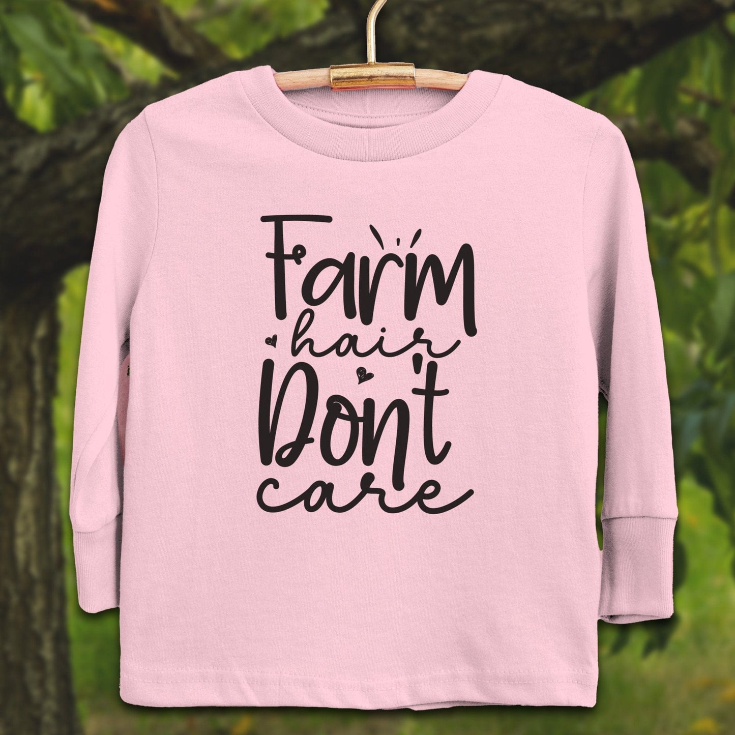 Youth Shirts Long Sleeve Toddler / 2T / Pink Farm Hair Don't Care - Youth Shirt