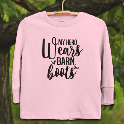 Youth Shirts Long Sleeve Toddler / 2T / Pink My Hero Wears Barn Boots - Youth Shirt