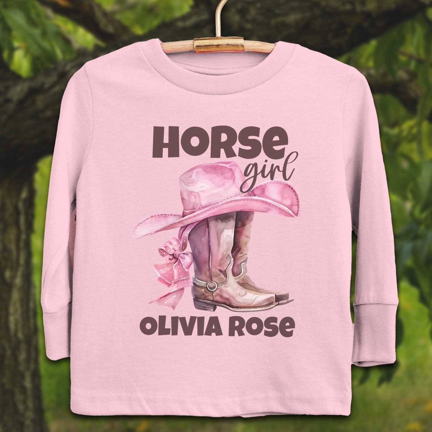 Youth Shirts Long Sleeve Toddler / 2T / Pink Personalized Horse Girl - Youth Shirt