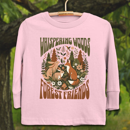 Youth Shirts Long Sleeve Toddler / 2T / Pink Whispering Woods Forest Friends - Youth Shirt