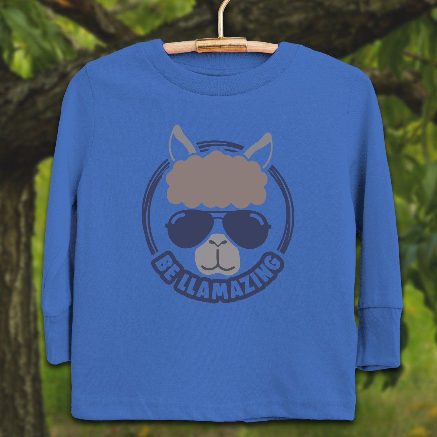 Youth Shirts Long Sleeve Toddler / 2T / Royal Be Llamazing Cool Alpaca Illustration - Youth Shirt