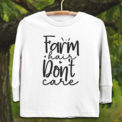 Youth Shirts Long Sleeve Toddler / 2T / White Farm Hair Don't Care - Youth Shirt