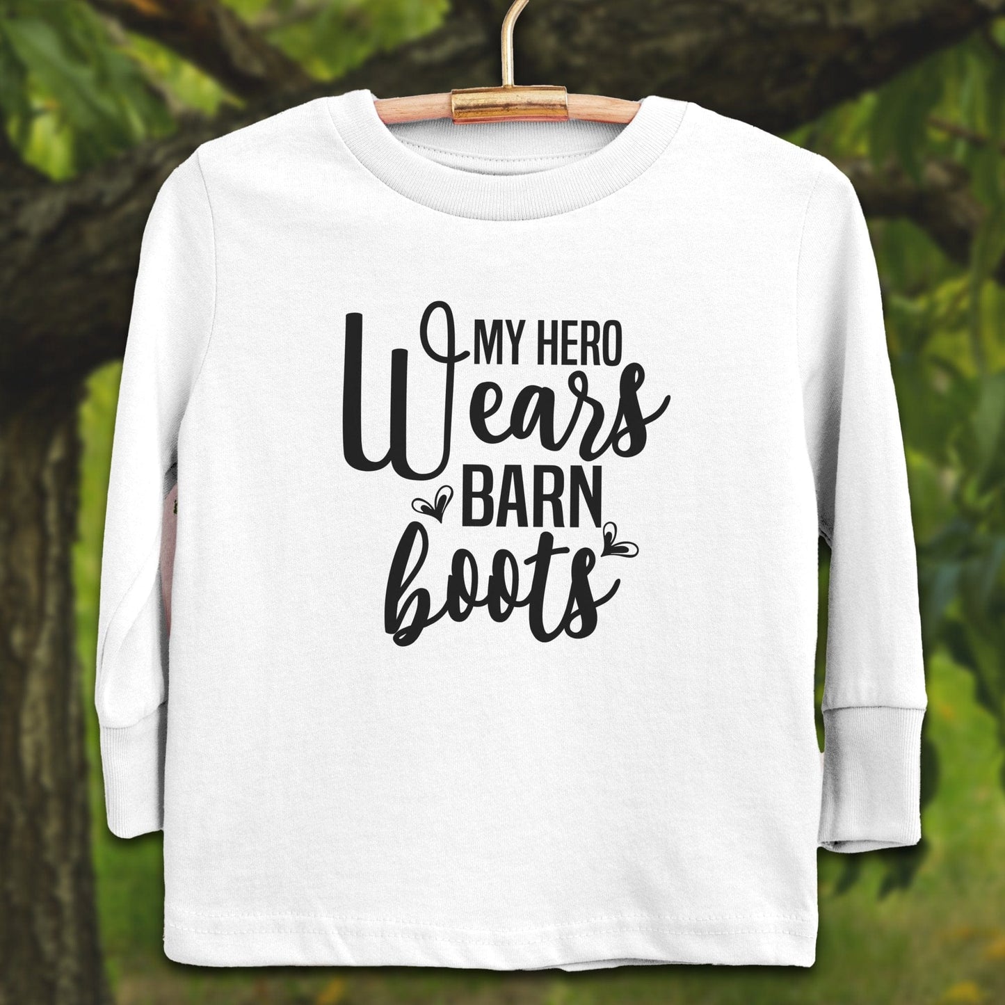 Youth Shirts Long Sleeve Toddler / 2T / White My Hero Wears Barn Boots - Youth Shirt