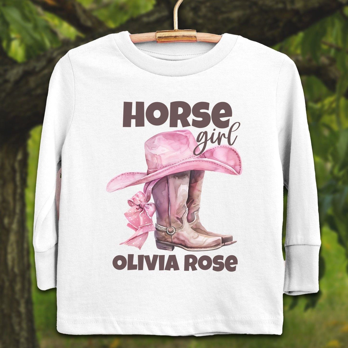 Youth Shirts Long Sleeve Toddler / 2T / White Personalized Horse Girl - Youth Shirt