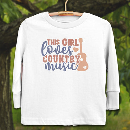 Youth Shirts Long Sleeve Toddler / 2T / White This Girl Loves Country Music - Youth Shirt