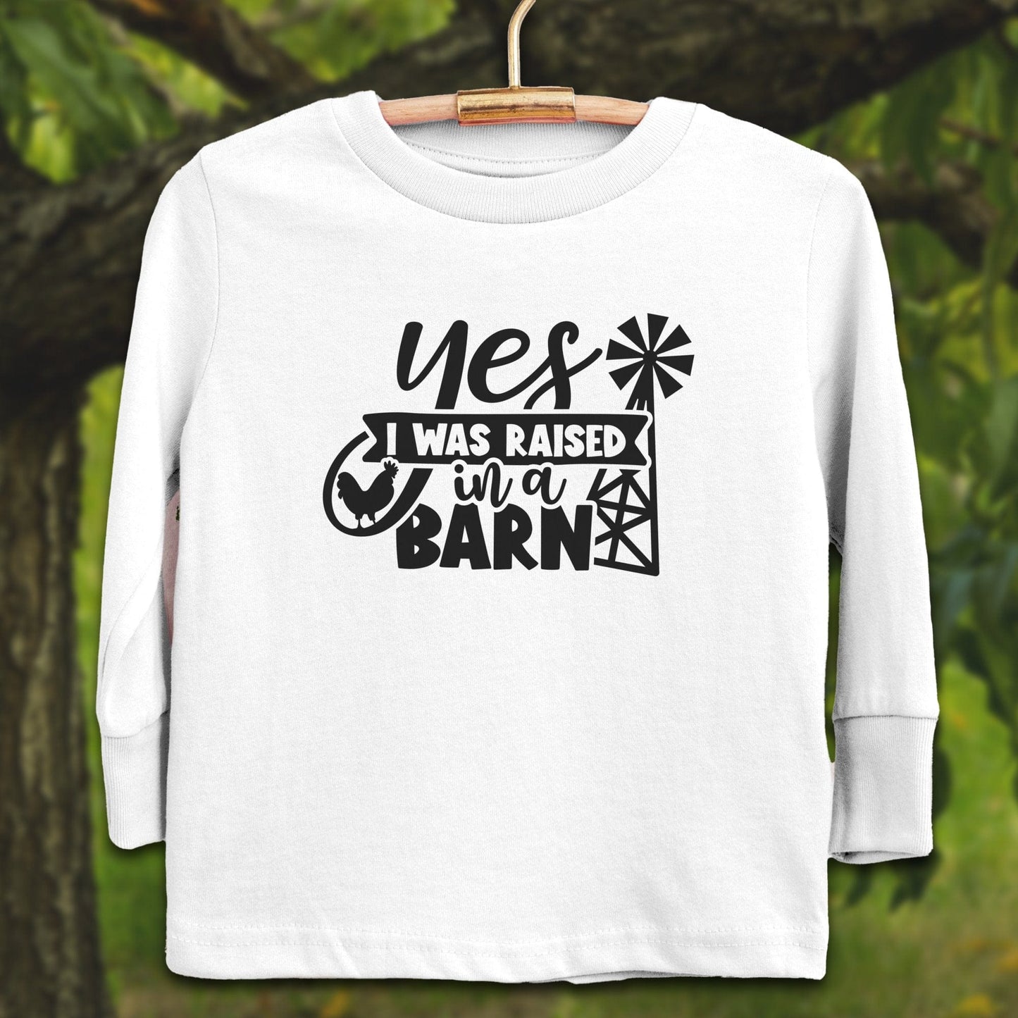 Youth Shirts Long Sleeve Toddler / 2T / White Yes I Was Raised In A Barn - Youth Shirt