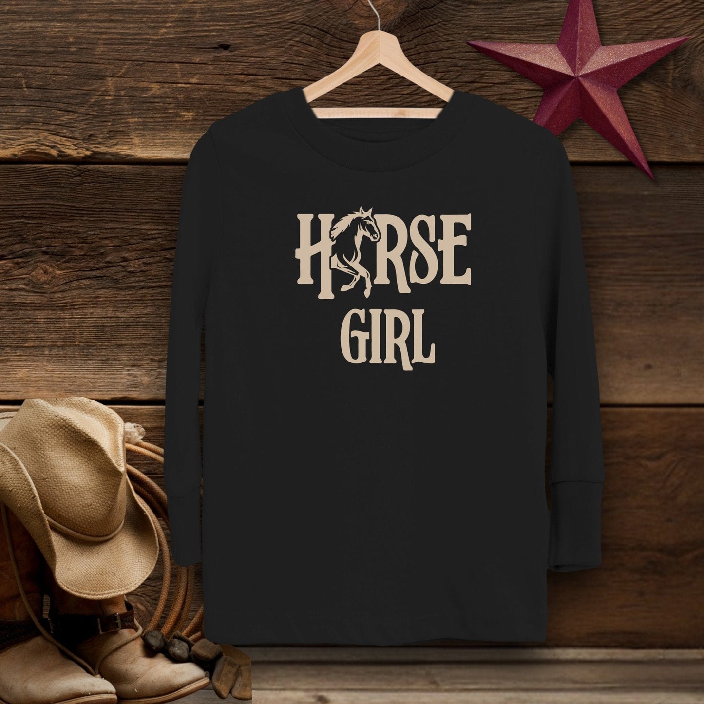 Youth Shirts Long Sleeve Toddler / Black / 2T Horse Girl - Toddler Shirt