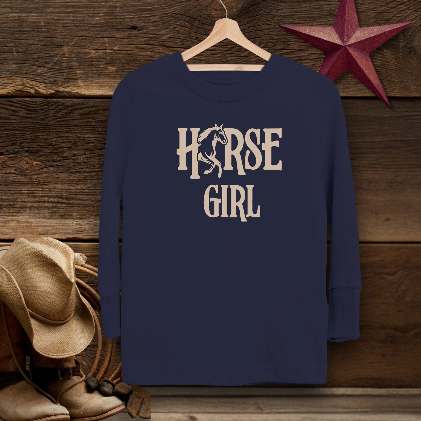 Youth Shirts Long Sleeve Toddler / Navy / 2T Horse Girl - Toddler Shirt