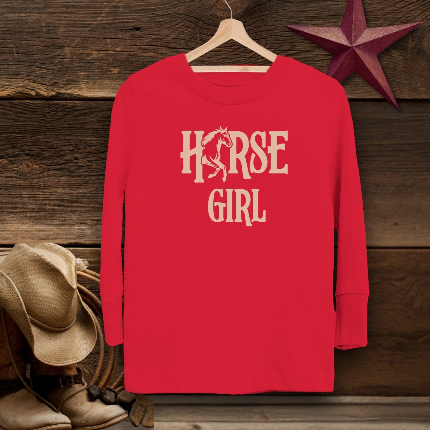 Youth Shirts Long Sleeve Toddler / Red / 2T Horse Girl - Toddler Shirt