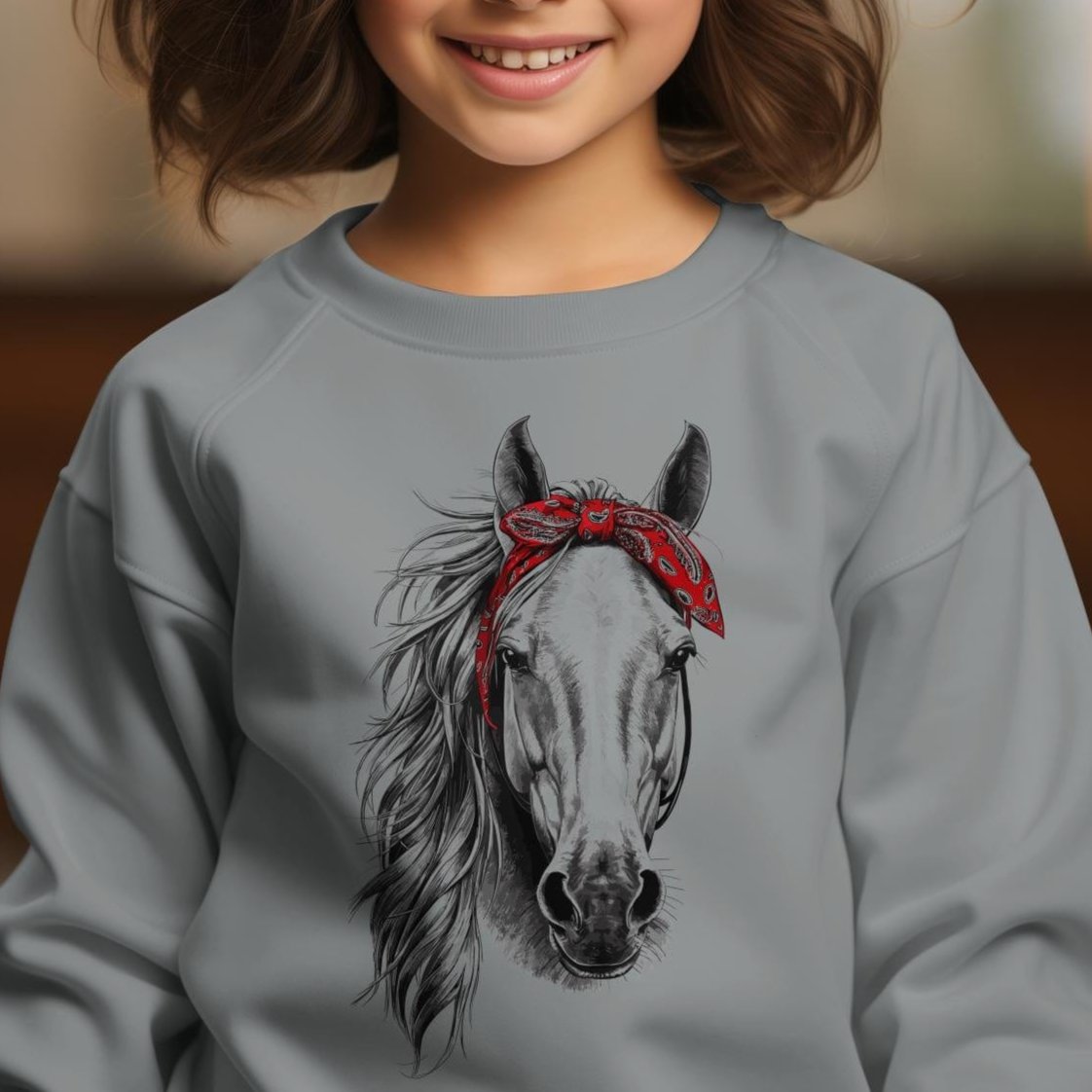 Youth Shirts Stylish Horse with Red Bandana - Youth Shirt