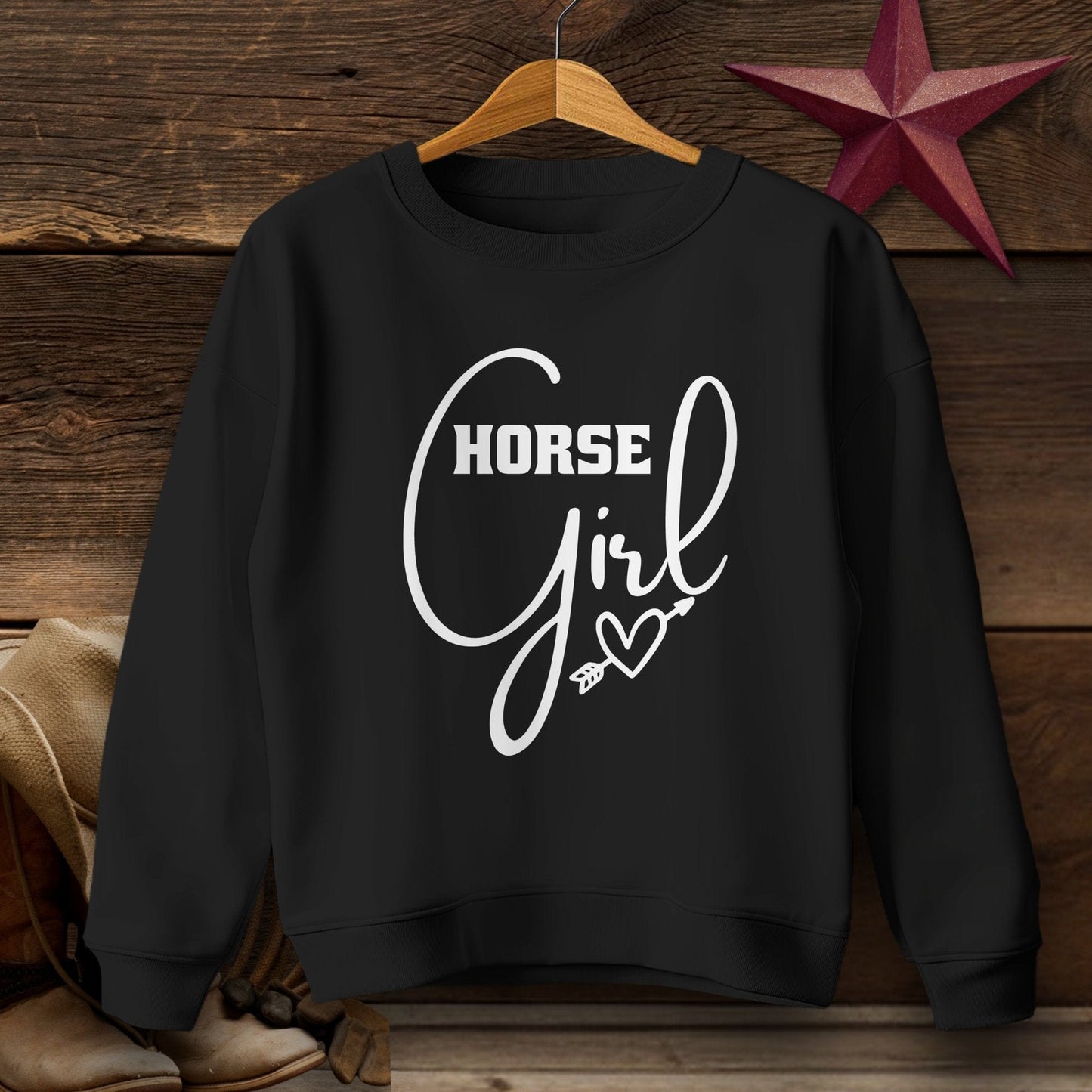 Youth Shirts Sweatshirt Youth / Black / S Horse Girl with Arrow Heart Shirt