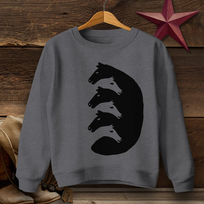 Youth Shirts Sweatshirt Youth / Dark Heather / S Interlocking Horse Heads - Youth Shirt