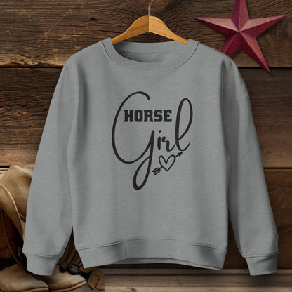 Youth Shirts Sweatshirt Youth / Graphite Heather / S Horse Girl with Arrow Heart Shirt