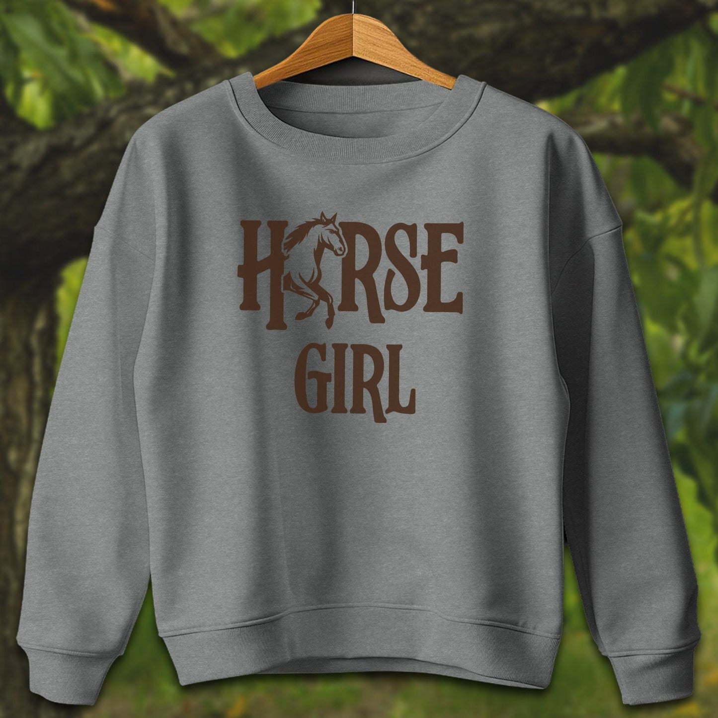 Youth Shirts Sweatshirt Youth / S / Graphite Heather Horse Girl - Youth Shirt