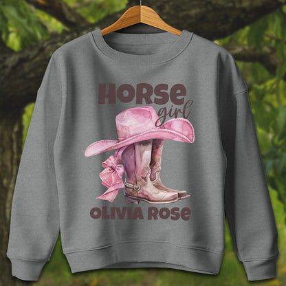 Youth Shirts Sweatshirt Youth / S / Graphite Heather Personalized Horse Girl - Youth Shirt