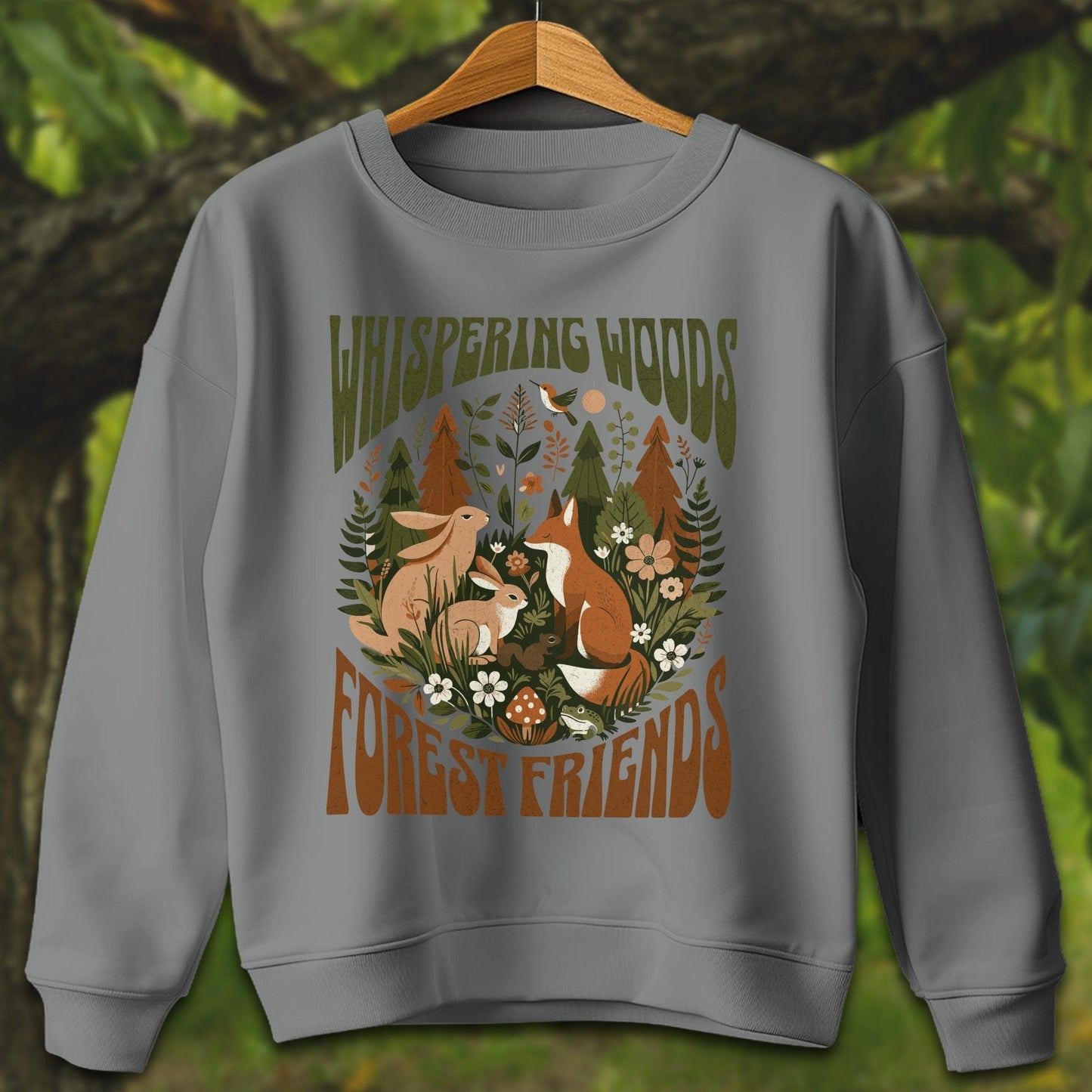 Youth Shirts Sweatshirt Youth / S / Graphite Heather Whispering Woods Forest Friends - Youth Shirt