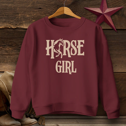 Youth Shirts Sweatshirt Youth / S / Maroon Horse Girl - Youth Shirt